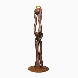 Carved Teak Table Lamp, 1960s