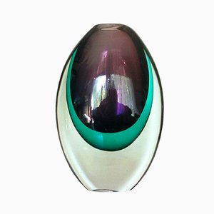 Vase Mid-Century en Verre Marine et Violet par Luciano Gaspari pour Salviati & C.