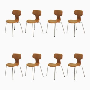 Fully Restored T Chairs or Hammer Chairs by Arne Jacobsen for Fritz Hansen, 1960s, Set of 8
