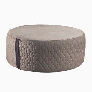 Round Leather Pouf