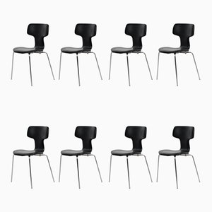 Komplett restaurierte T Chairs oder Hammer Chairs von Arne Jacobsen für Fritz Hansen, 1960er, 8 . Set