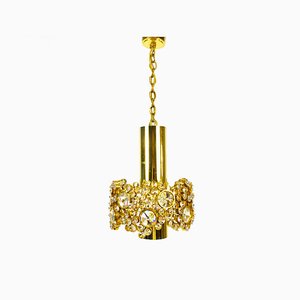 Gilded Brass and Crystal Pendant Lamp from Palwa, 1960s