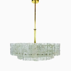 Mid-Century German Brass & Crystal Chandelier from Doria Leuchten, 1960s