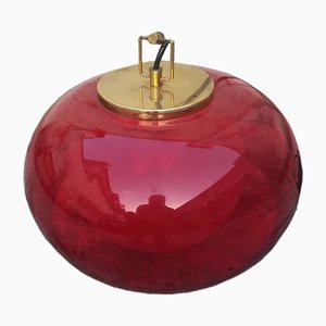 Lampada da soffitto in vetro acrilico rosso, anni '60
