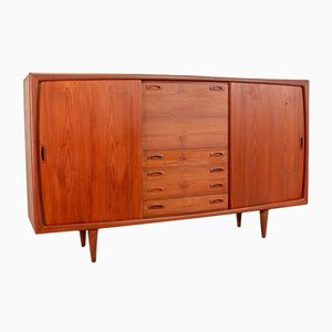 Credenza Mid-Century in teak massiccio di HP Hansen, Scandinavia, anni '60