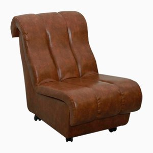 Mid-Century Brown Leatherette Lounge Chair, 1960s