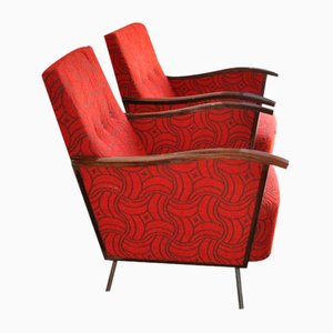 Set of Bauhaus Style Steel & Wood Club Chairs, 1940s