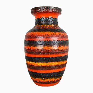 Large Multi-Color Pottery Fat Lava Vase from Scheurich, 1970s