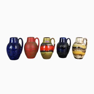 Vases Fat Lava 414-16 Vintage en Poterie de Scheurich, Allemagne, années 70, Set de 5