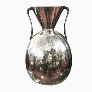 Vaso grande vintage placcato in argento di Luigi Genazzi, anni '50