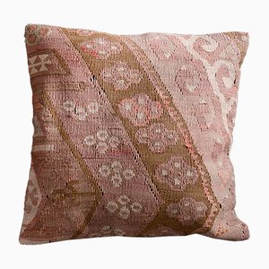 Federa Kilim floreale rosa e beige in lana e cotone di Zencef