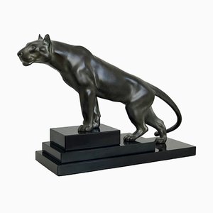 Pantherskulptur in Dunkelgrün & Schwarz von Max Le Verrier