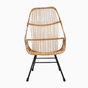 Vintage Dutch Rattan Lounge Chair by Rohe Noordwolde, 1960s