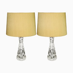 Vintage Crystal Table Lamps by Carl Fagerlund for Orrefors, 1970s, Set of 2