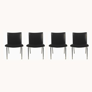 Fully Restored Black Airport Lounge Chairs by Hans J. Wegner, 1960s, Set of 4