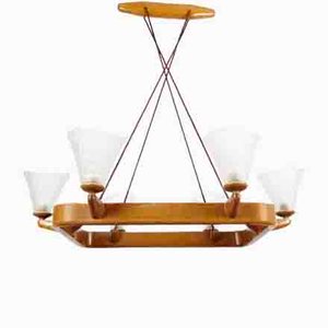 Lustre Mid-Century en Bois