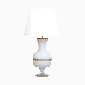 Vintage Italian Opalescent Glass Table Lamp, 1970s