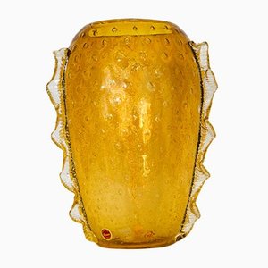 Vintage Amber Murano Glass Vase from Seguso