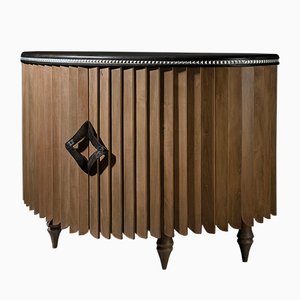 Black Lacquer & Ebony Demi-Lune Sideboard by Jacobo Ventura
