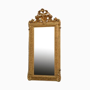 Espejo de muelle victoriano antiguo de madera dorada