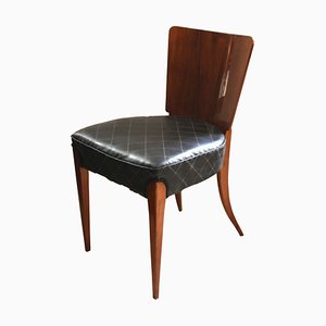 Set of Czech H214 Chairs in Walnut & Faux Leather by J. Halabala, 1930s