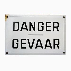 Vintage Belgian Danger Sign, 1940s