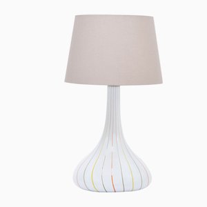 Tall Mid-Century White Glass Table Lamp by Kylle Svanlund for Holmegaard, 1970s