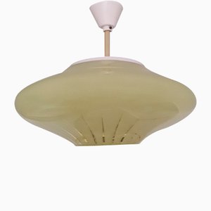 Vintage German Yellow Glass Ceiling Lamp, 1950s