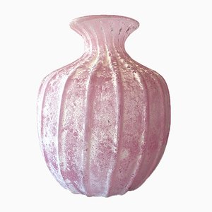 Vaso in vetro rosa di Seguso, anni '50