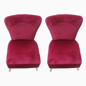 Chaises d'Appoint Vintage en Velours Rouge par Gigi Radice, Set de 2