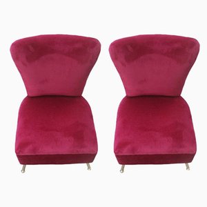 Rote Vintage Beistellstühle aus Samt von Gigi Radice