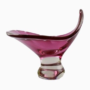Swedish Pink Asymmetrical Bowl by Paul Kedelv for Flygsfors, 1950s