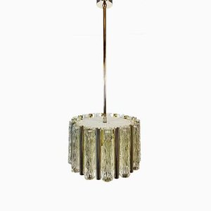 Mid-Century Brass & Ice Glass Pendant Lamp from Kaiser Idell / Kaiser Leuchten, 1960s