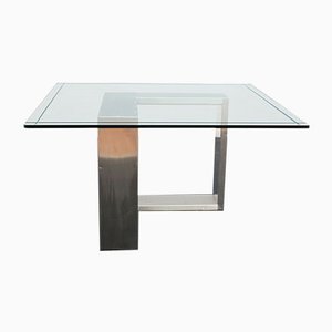 Glass and Steel Dining Table, 1970s