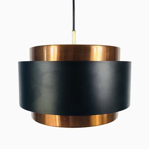 Black & Copper Circular Pendant Lamp from Fog & Mørup, 1970s