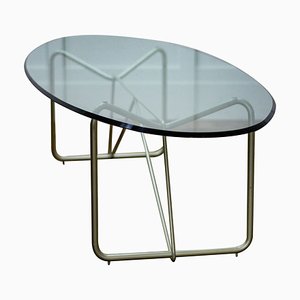 Mesa de centro Mid-Century de vidrio oval