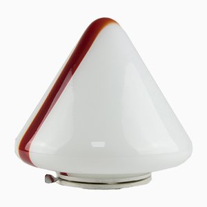 Lámpara de techo de cristal de Murano en rojo y blanco de Renato Toso para Leucos, 1972