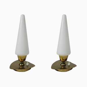 Lampes de Bureau Vintage en Laiton, Italie, années 50, Set de 2