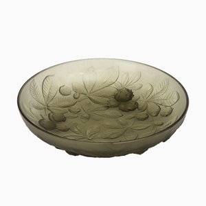 Larged Smoked Glass Bowl from Verlys, 1930s