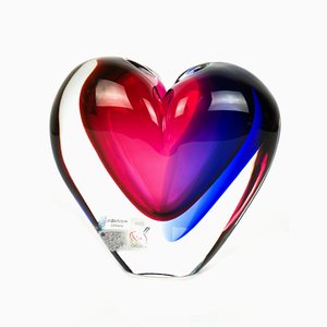 Jarrón en forma de corazón de cristal de Murano soplado de Michele Onesto para Made Murano, 2019
