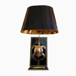 Lacquer & Bronze Table Lamp, 1970s