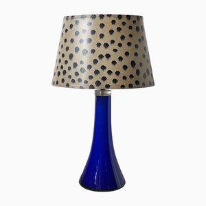 Lampe de Bureau Mid-Century en Verre Bleu de Lindshammar, années 60