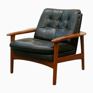 Teak and Leather Armchair, 1960s