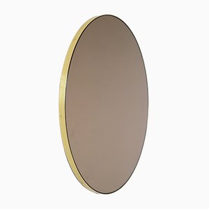 Großer runder bronzefarbener Orbis Spiegel mit Messingrahmen von Alguacil & Perkoff