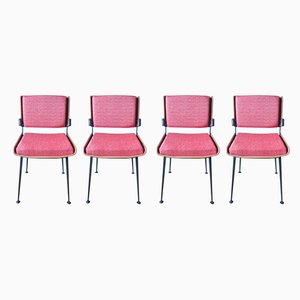 Rote Esszimmerstühle von Alain Richard, 1960er, 4er Set