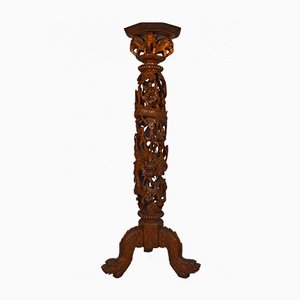 Antique Wood Pedestal Table, 1890s