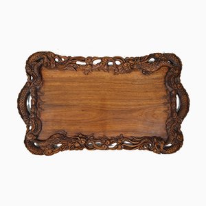 Antique Carved Wood Tray, 1900s