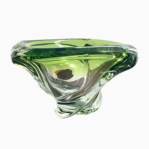 Mid-Century Belgian Green Glass Vase from Val Saint Lambert, 1960s