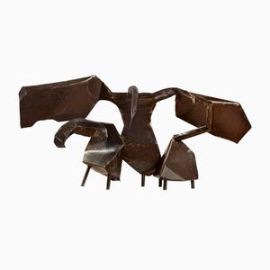 Scultura grande con tre cigni in ferro di Joan Augusta Munro Moore, anni '70