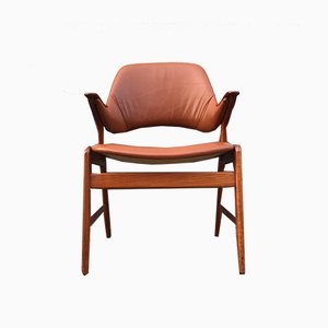 Teak and Leather Armchair from N. A. Jørgensen, 1960s